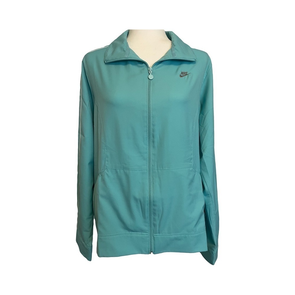 Nike Track Suit Jacket Teal Blue with Grey and White Stripes